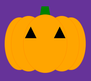 The black triangles (eyes) have been arranged on top of the pumpkin so it looks like they're holes that have been carved out