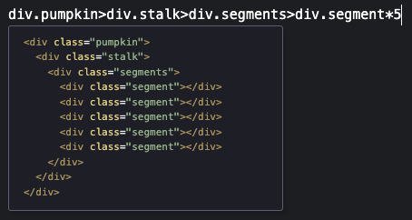 A screenshot of Codepen showing the preview that gets displayed when typing in the abbreviated HTML